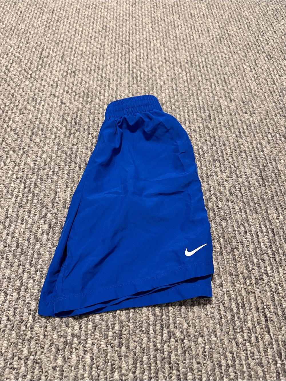 Nike Kids Blue Dri-fit Athletic Shorts with White Swoosh
